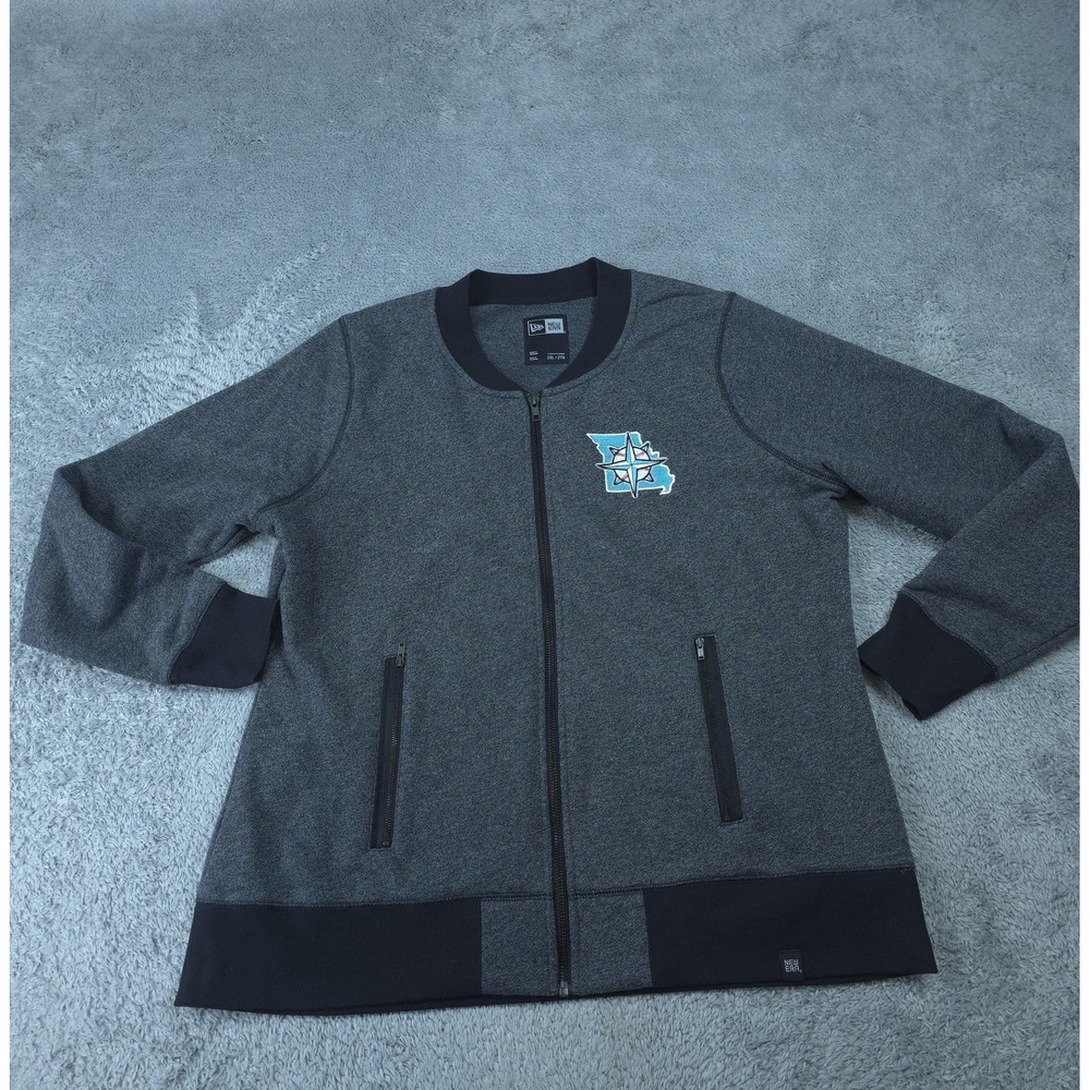 New Era Bomber Jacket Womens 2XL Gray LNEA503 Full Zip Fleece Sports Baseball